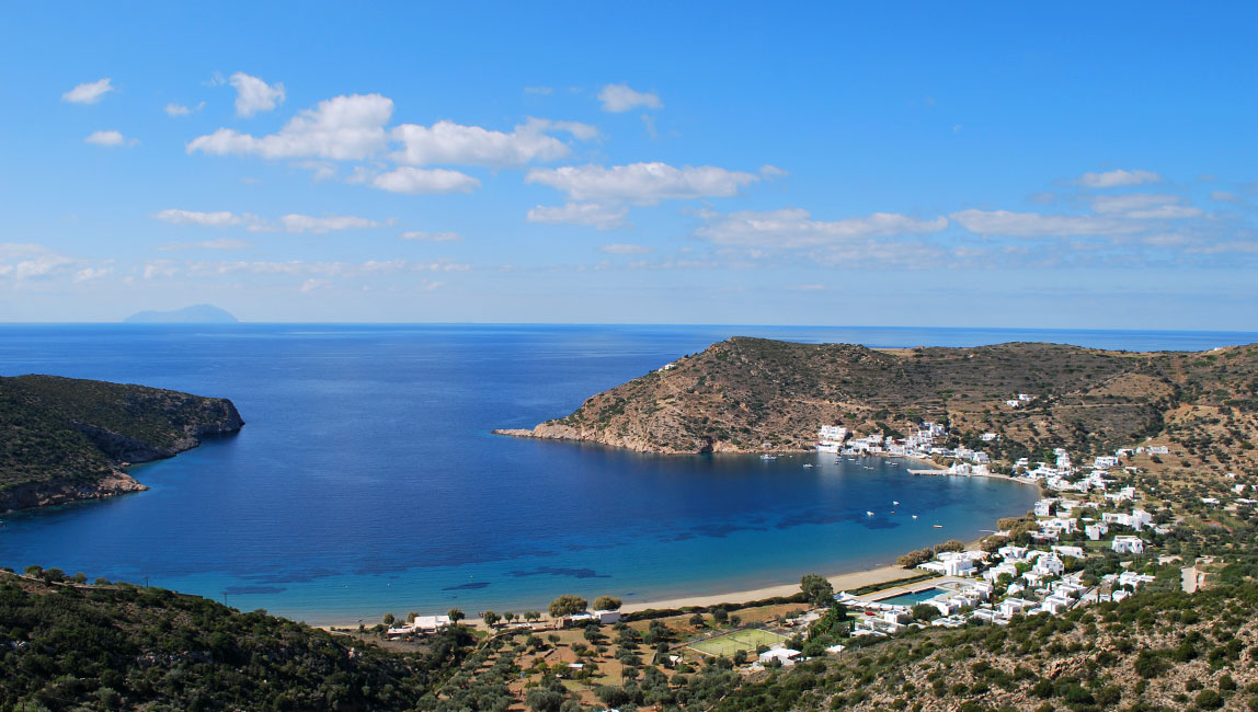 Panoramic view of Vathy village in Sifnos